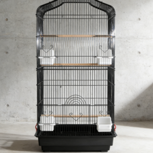 Open-top, spacious birdcage suitable for small parrots and finches, equipped with a swing and perch for easy daily interaction and feeding.