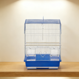 Square portable birdcage with handle, suitable for home use or short trips, combining storage and temporary transport functions.