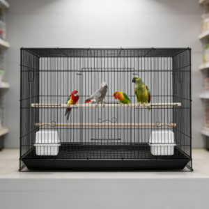 Stackable flight birdcage with a pull-out base and handle, suitable for small parrots and various pet birds for living and transportation.