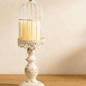 Double retro birdcage-shaped candlestick ornaments, wrought iron candle holder, suitable for wedding table and home space decoration.