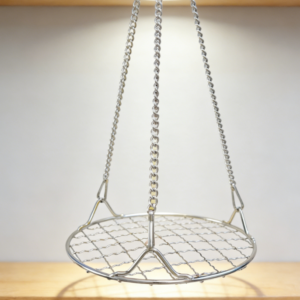 Stainless steel hanging bird perch toy, interactive hanging accessory suitable for small bird activities and training.