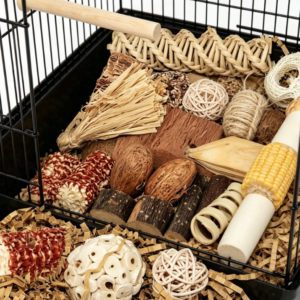 Natural Foraging Toy Box Set, DIY Hanging Interactive Birdcage Accessories