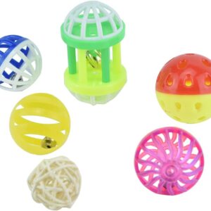 6-piece foraging training ball toy set, interactive bird chew toys with bells