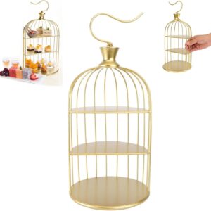 Three-Tier Metal Birdcage-Shaped Dessert Display Rack， Multi-tiered tray design suitable for cakes, desserts, wedding parties, and more.
