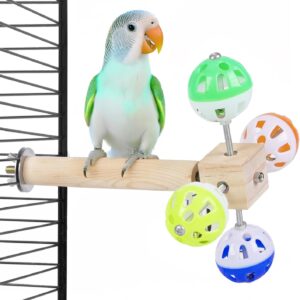 Bird standing perch toy with rotating ball interaction