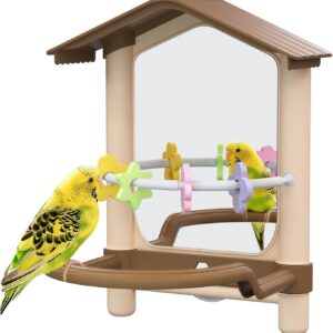 Bird mirror interactive toy with perch, comes with chew accessories and stress relief function