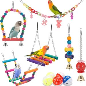Colorful bird swing and climbing ladder cage toy set, suitable for various pet birds