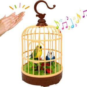 Interactive sound-emitting simulated birdcage toy, with sensor-activated chirping and motion simulation, suitable for tabletops. Fun Decorative Ornaments