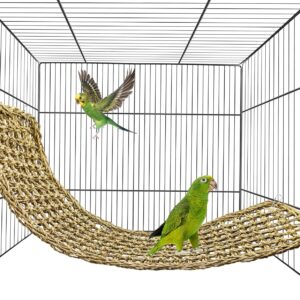 Natural Seaweed Woven Mat Hammock, Climbing and Chewing Birdcage Multi-functional Accessories